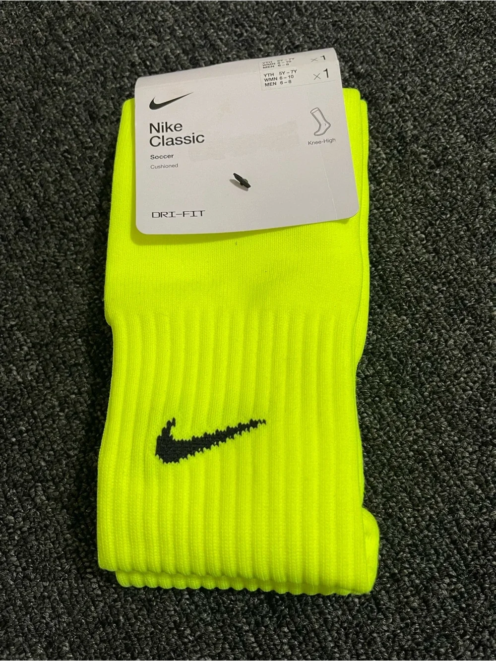 NWT Nike Classic Knee-High Soccer Socks Neon Yellow Volt Medium Women's 6-10